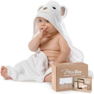 Miniboo Premium Ultra Soft Organic Bamboo Baby Hooded Towel