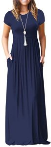 VIISHOW Women's Short Sleeve Loose Plain Maxi Dresses with Pockets