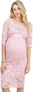 Hello MIZ Women's Baby Shower Floral Lace Maternity Dress