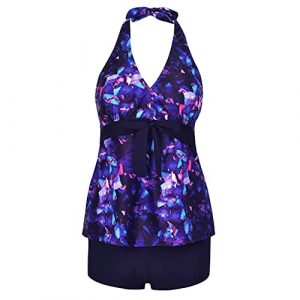 Uniarmoire Halter Top V-Neck Tankini Swimsuit 