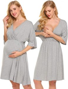 Ekouaer Women's Maternity Dress Nursing Nightgown 