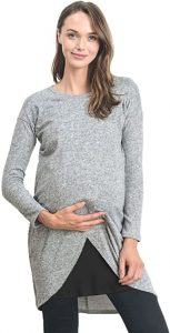 HELLO MIZ Women's Long Sleeve Maternity Nursing Tunic Dress