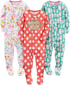 Simple Joys Baby and Toddler Girls' Snug Fit Footed Cotton Pajamas